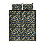 Parramatta Eels Quilt Bed Set Tropical Hibiscus Floral Seamless Rugby Mascot