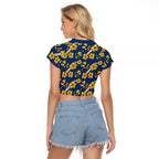 Parramatta Eels Raglan Cropped T Shirt Tropical Hibiscus Floral Seamless Rugby Mascot