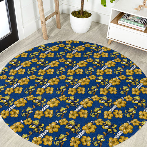 Parramatta Eels Round Carpet Tropical Hibiscus Floral Seamless Rugby Mascot