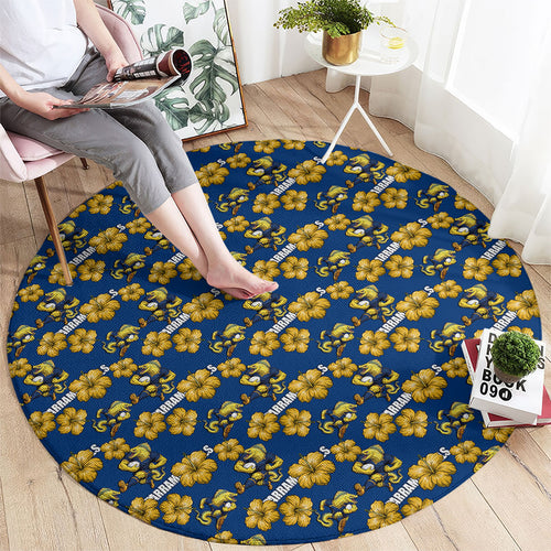 Parramatta Eels Round Carpet Tropical Hibiscus Floral Seamless Rugby Mascot
