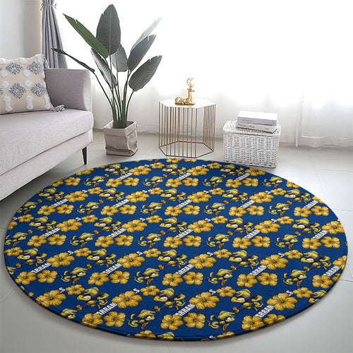 Parramatta Eels Round Carpet Tropical Hibiscus Floral Seamless Rugby Mascot