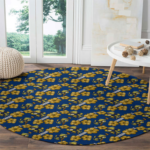 Parramatta Eels Round Carpet Tropical Hibiscus Floral Seamless Rugby Mascot