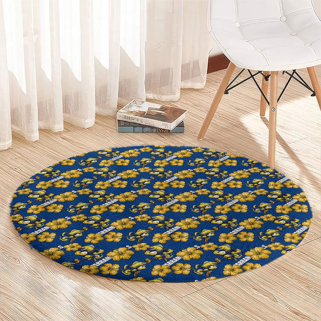 Parramatta Eels Round Carpet Tropical Hibiscus Floral Seamless Rugby Mascot