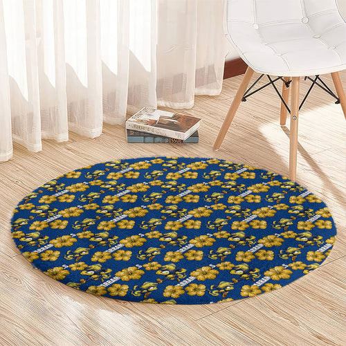 Parramatta Eels Round Carpet Tropical Hibiscus Floral Seamless Rugby Mascot