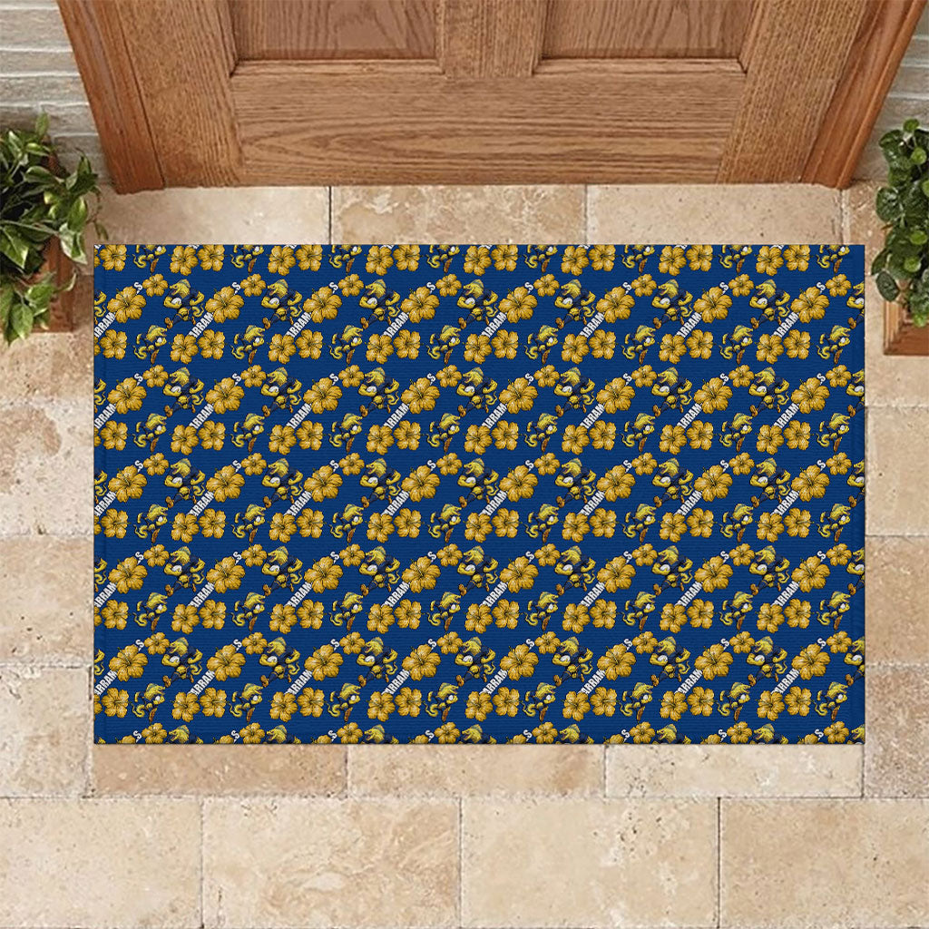 Parramatta Eels Rubber Doormat Tropical Hibiscus Floral Seamless Rugby Mascot