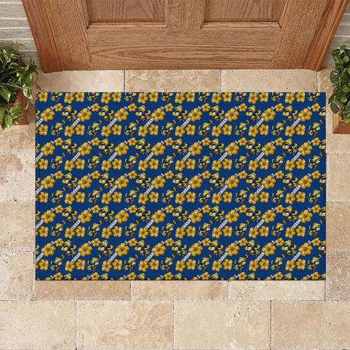 Parramatta Eels Rubber Doormat Tropical Hibiscus Floral Seamless Rugby Mascot