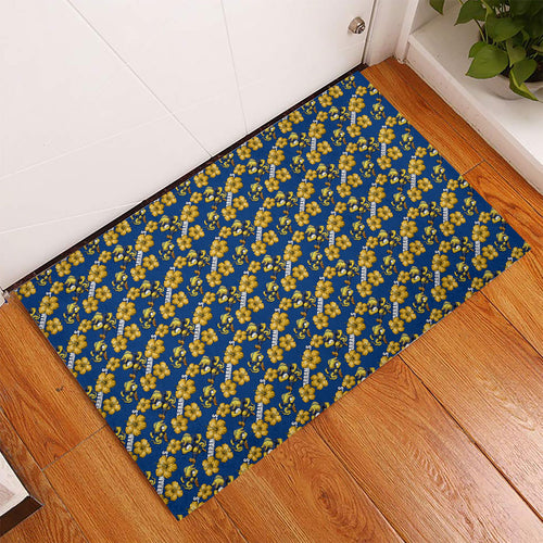 Parramatta Eels Rubber Doormat Tropical Hibiscus Floral Seamless Rugby Mascot