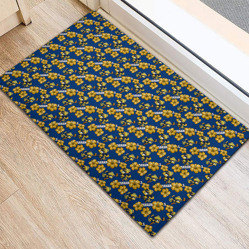 Parramatta Eels Rubber Doormat Tropical Hibiscus Floral Seamless Rugby Mascot