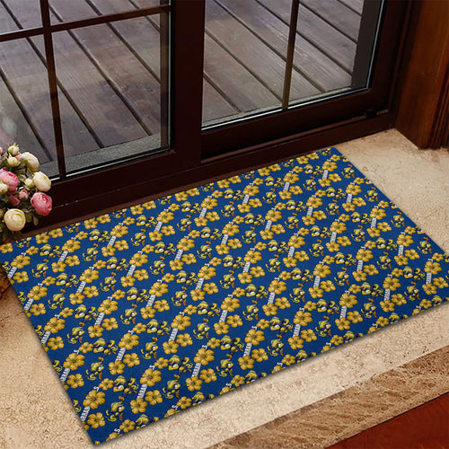 Parramatta Eels Rubber Doormat Tropical Hibiscus Floral Seamless Rugby Mascot