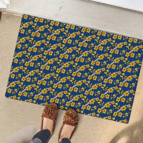 Parramatta Eels Rubber Doormat Tropical Hibiscus Floral Seamless Rugby Mascot