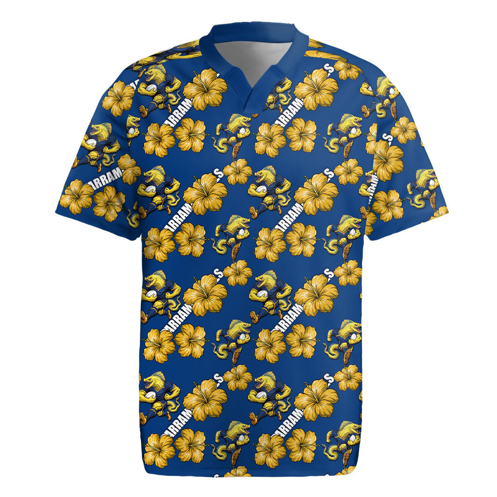 Parramatta Eels Rugby Jersey Tropical Hibiscus Floral Seamless Rugby Mascot