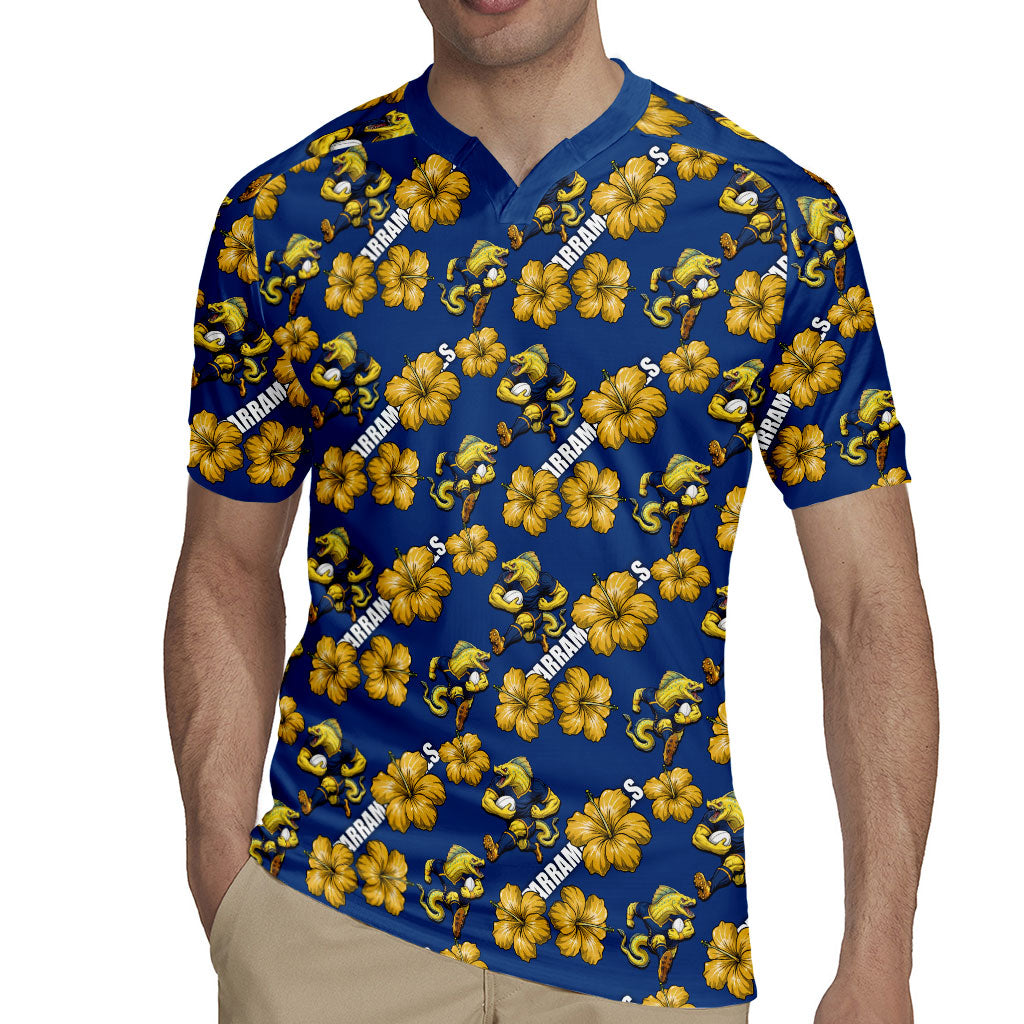 Parramatta Eels Rugby Jersey Tropical Hibiscus Floral Seamless Rugby Mascot