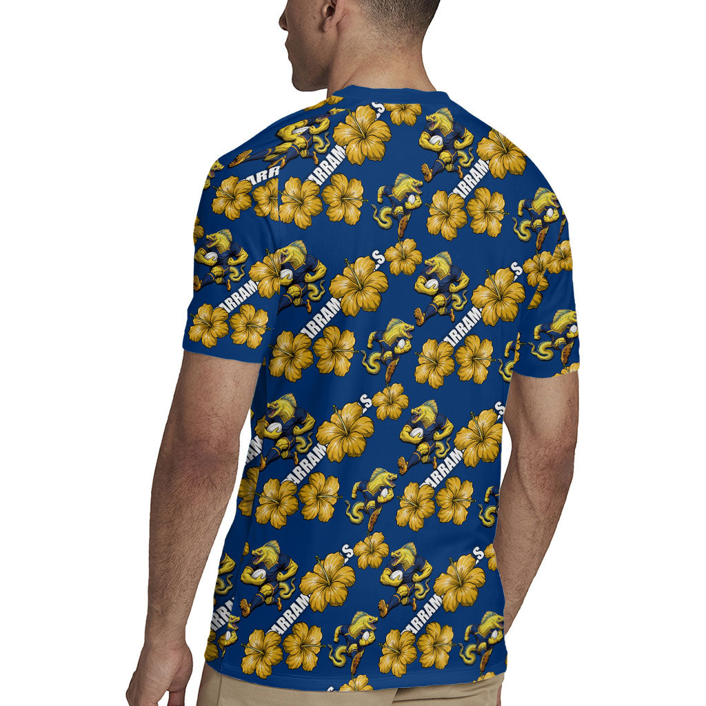Parramatta Eels Rugby Jersey Tropical Hibiscus Floral Seamless Rugby Mascot