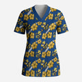Parramatta Eels Scrub Top Tropical Hibiscus Floral Seamless Rugby Mascot