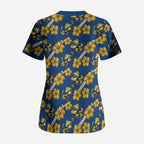 Parramatta Eels Scrub Top Tropical Hibiscus Floral Seamless Rugby Mascot