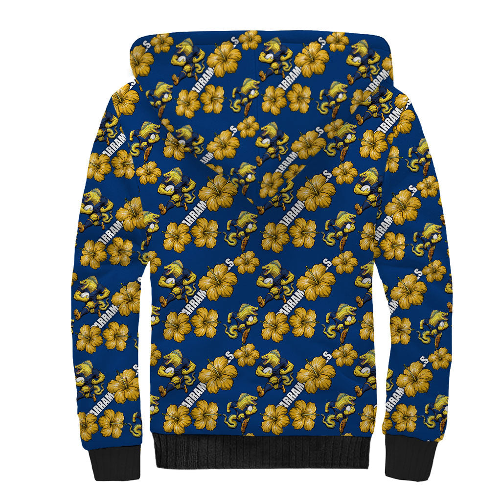 Parramatta Eels Sherpa Hoodie Tropical Hibiscus Floral Seamless Rugby Mascot