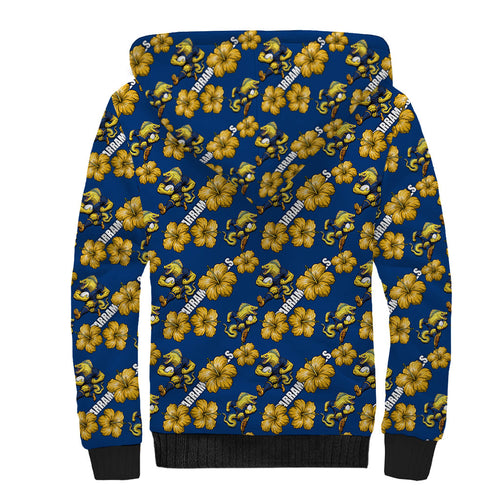 Parramatta Eels Sherpa Hoodie Tropical Hibiscus Floral Seamless Rugby Mascot