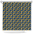Parramatta Eels Shower Curtain Tropical Hibiscus Floral Seamless Rugby Mascot