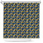 Parramatta Eels Shower Curtain Tropical Hibiscus Floral Seamless Rugby Mascot