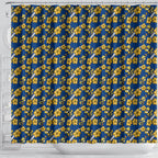 Parramatta Eels Shower Curtain Tropical Hibiscus Floral Seamless Rugby Mascot