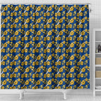 Parramatta Eels Shower Curtain Tropical Hibiscus Floral Seamless Rugby Mascot