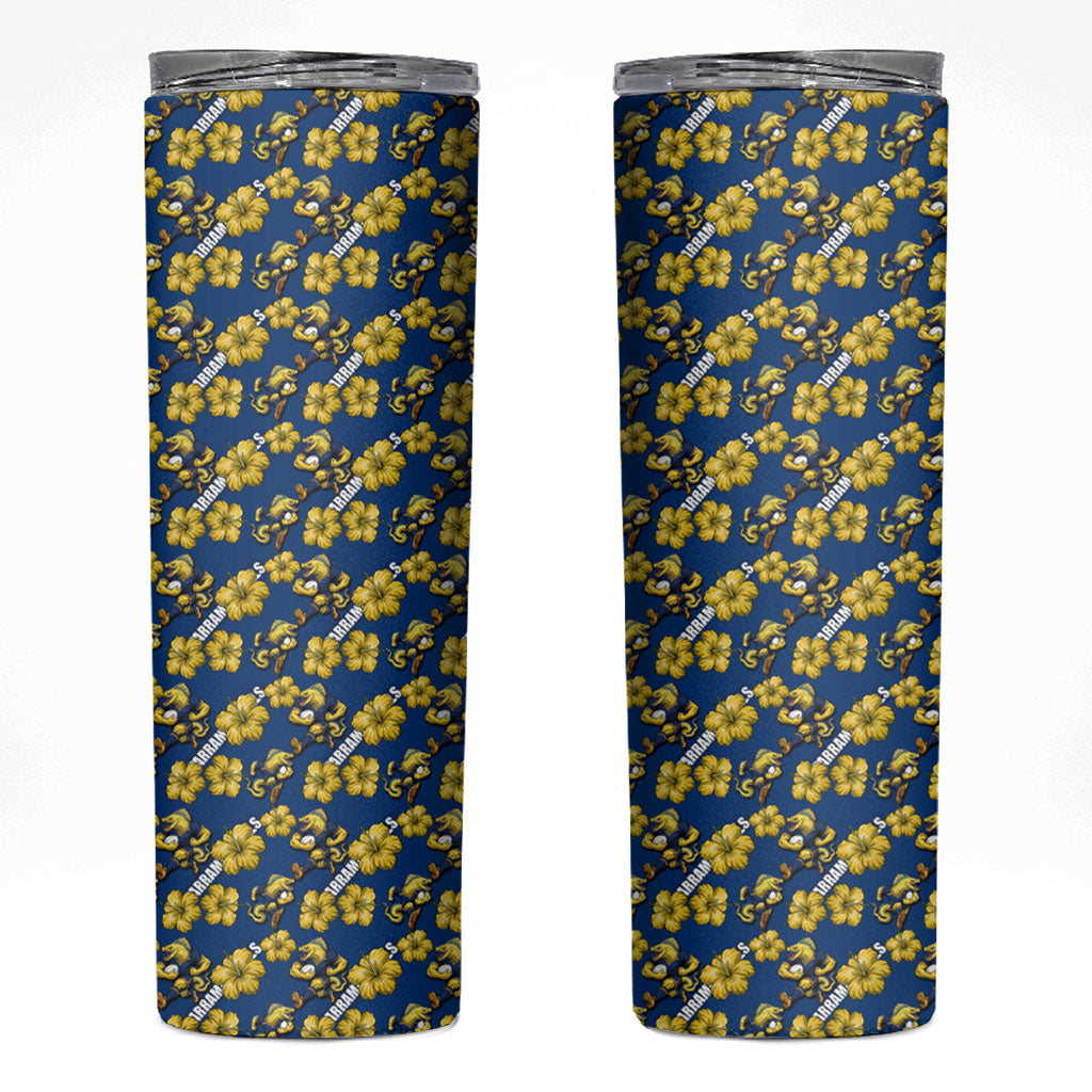 Parramatta Eels Skinny Tumbler Tropical Hibiscus Floral Seamless Rugby Mascot