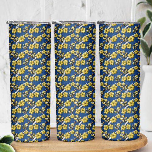 Parramatta Eels Skinny Tumbler Tropical Hibiscus Floral Seamless Rugby Mascot