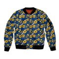 Parramatta Eels Sleeve Zip Bomber Jacket Tropical Hibiscus Floral Seamless Rugby Mascot