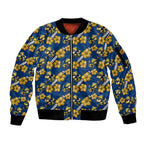 Parramatta Eels Sleeve Zip Bomber Jacket Tropical Hibiscus Floral Seamless Rugby Mascot