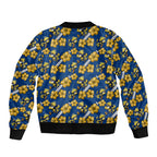 Parramatta Eels Sleeve Zip Bomber Jacket Tropical Hibiscus Floral Seamless Rugby Mascot