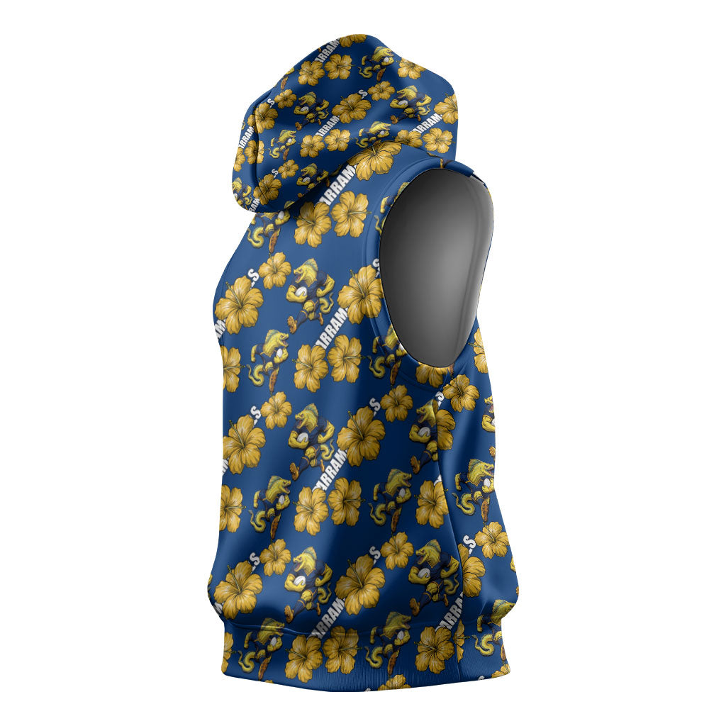 Parramatta Eels Sleeveless Hoodie Tropical Hibiscus Floral Seamless Rugby Mascot