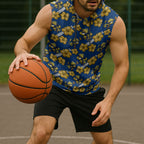 Parramatta Eels Sleeveless Hoodie Tropical Hibiscus Floral Seamless Rugby Mascot