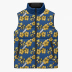 Parramatta Eels Sleeveless Puffer Jacket Tropical Hibiscus Floral Seamless Rugby Mascot