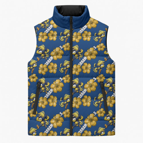 Parramatta Eels Sleeveless Puffer Jacket Tropical Hibiscus Floral Seamless Rugby Mascot