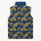 Parramatta Eels Sleeveless Puffer Jacket Tropical Hibiscus Floral Seamless Rugby Mascot