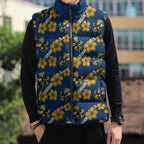 Parramatta Eels Sleeveless Puffer Jacket Tropical Hibiscus Floral Seamless Rugby Mascot
