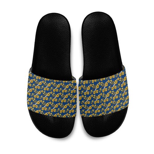 Parramatta Eels Slide Sandals Tropical Hibiscus Floral Seamless Rugby Mascot