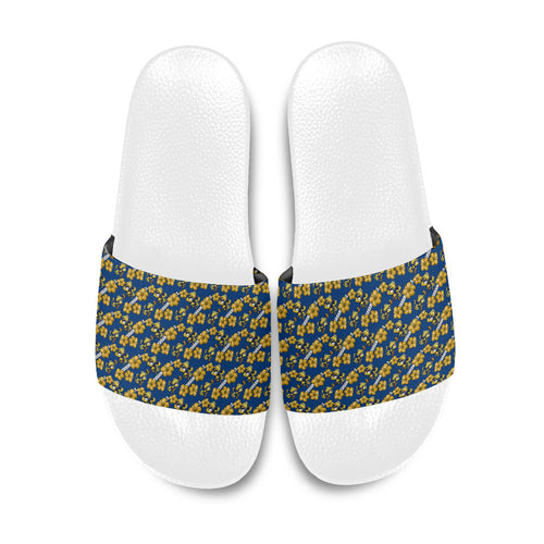 Parramatta Eels Slide Sandals Tropical Hibiscus Floral Seamless Rugby Mascot