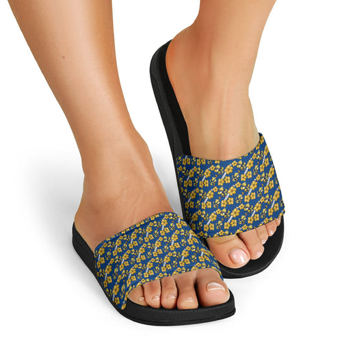 Parramatta Eels Slide Sandals Tropical Hibiscus Floral Seamless Rugby Mascot