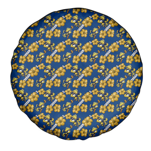 Parramatta Eels Spare Tire Cover Tropical Hibiscus Floral Seamless Rugby Mascot