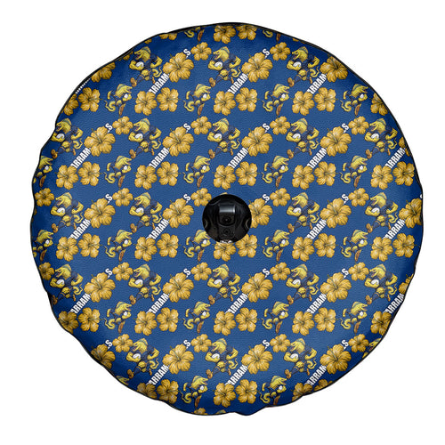 Parramatta Eels Spare Tire Cover Tropical Hibiscus Floral Seamless Rugby Mascot