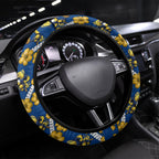 Parramatta Eels Steering Wheel Cover Tropical Hibiscus Floral Seamless Rugby Mascot