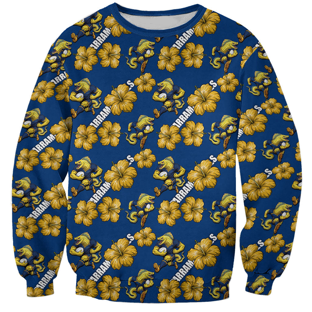 Parramatta Eels Sweatshirt Tropical Hibiscus Floral Seamless Rugby Mascot