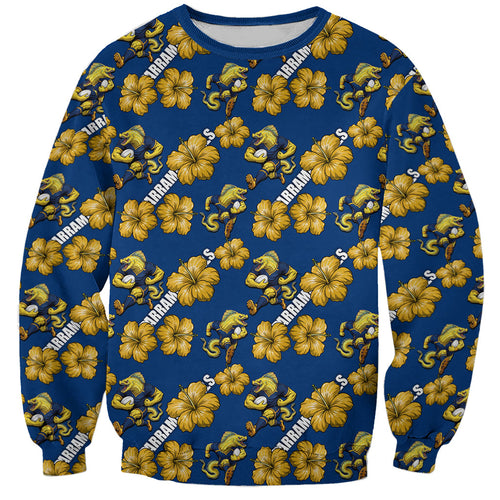 Parramatta Eels Sweatshirt Tropical Hibiscus Floral Seamless Rugby Mascot