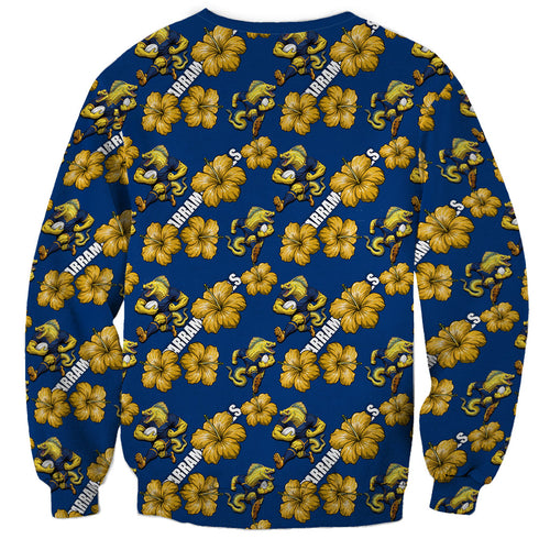 Parramatta Eels Sweatshirt Tropical Hibiscus Floral Seamless Rugby Mascot