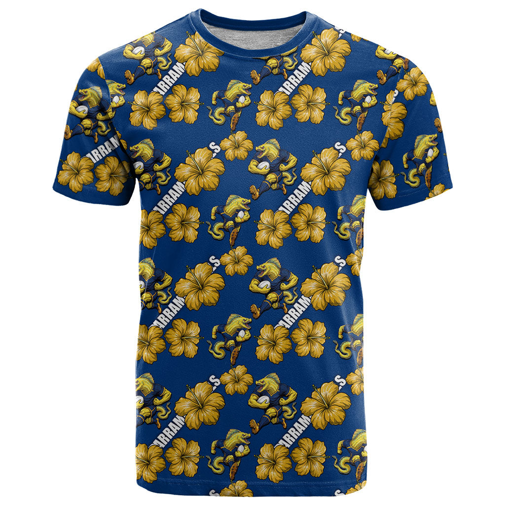Parramatta Eels T Shirt Tropical Hibiscus Floral Seamless Rugby Mascot