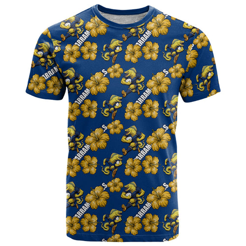 Parramatta Eels T Shirt Tropical Hibiscus Floral Seamless Rugby Mascot