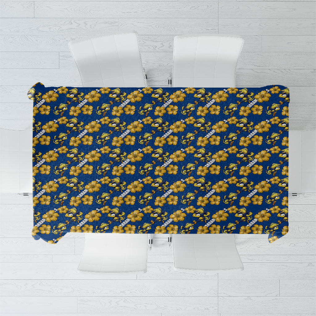 Parramatta Eels Tablecloth Tropical Hibiscus Floral Seamless Rugby Mascot