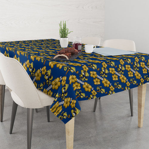 Parramatta Eels Tablecloth Tropical Hibiscus Floral Seamless Rugby Mascot