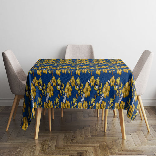 Parramatta Eels Tablecloth Tropical Hibiscus Floral Seamless Rugby Mascot
